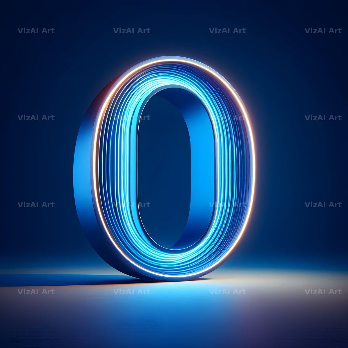 Electric Blue Neon alphabet letter O
