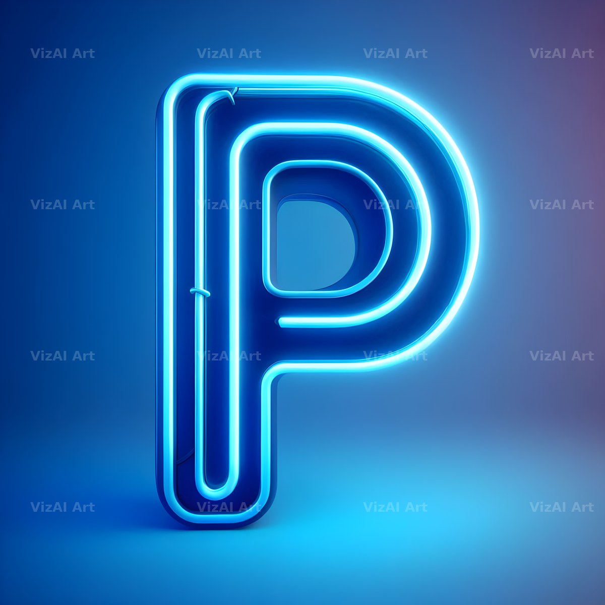 Electric Blue Neon alphabet letter P
