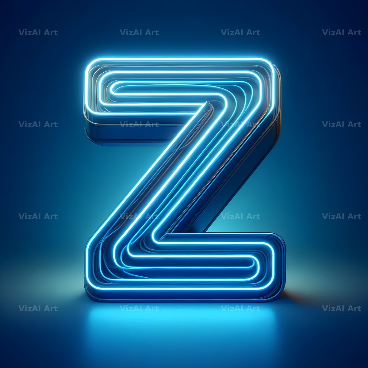 Electric Blue Neon alphabet letter Z