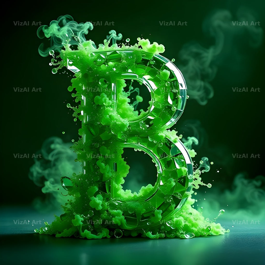 Emerald Smoke Swirl alphabet letter B