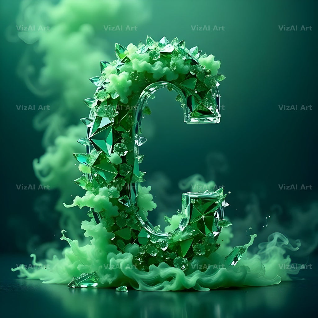 Emerald Smoke Swirl alphabet letter C