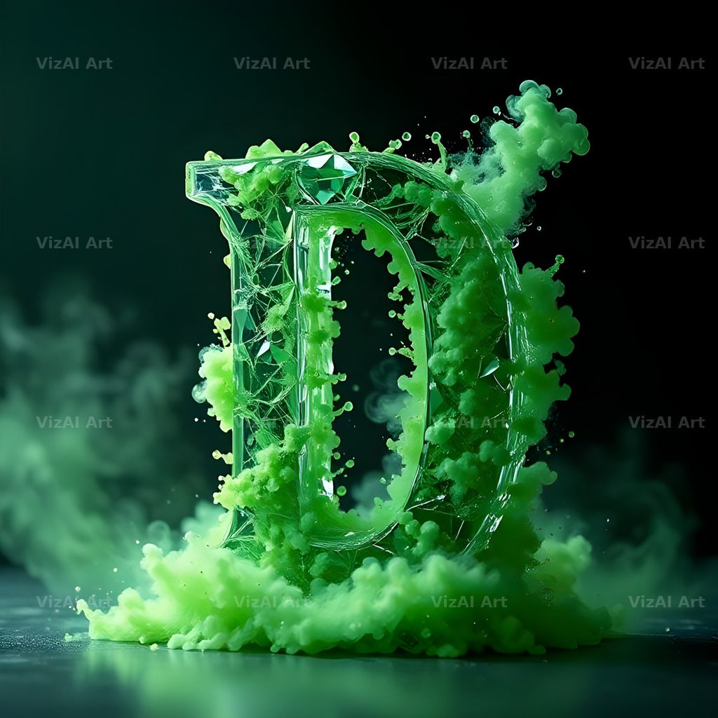 Emerald Smoke Swirl alphabet letter D
