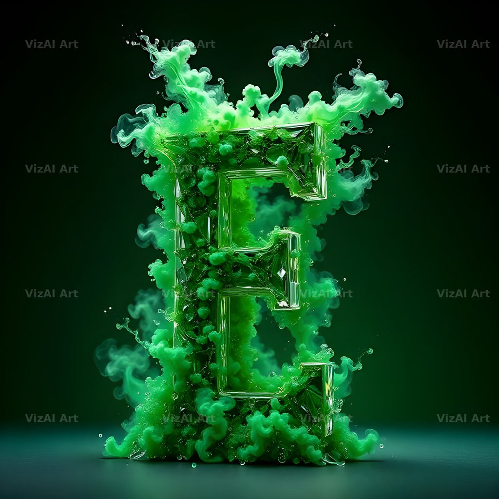 Emerald Smoke Swirl alphabet letter E