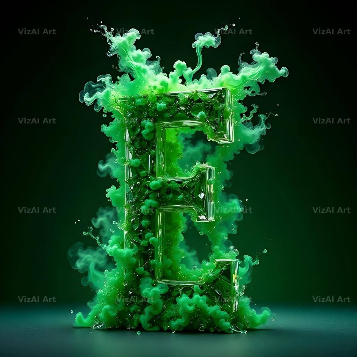 Emerald Smoke Swirl alphabet letter E