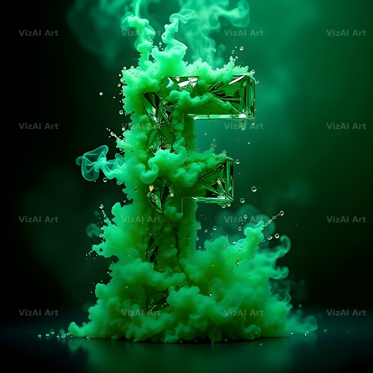 Emerald Smoke Swirl alphabet letter F