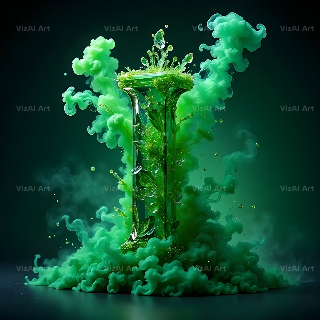 Emerald Smoke Swirl alphabet letter I