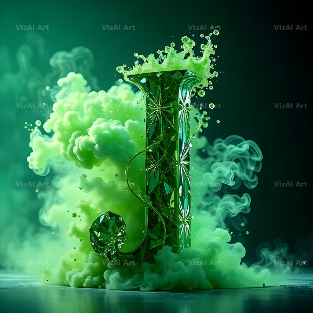 Emerald Smoke Swirl alphabet letter J