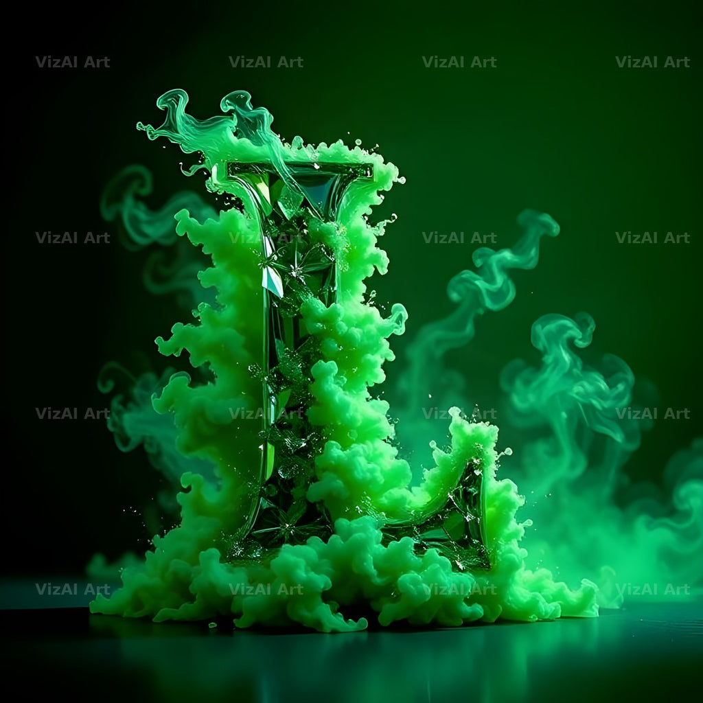 Emerald Smoke Swirl alphabet letter L