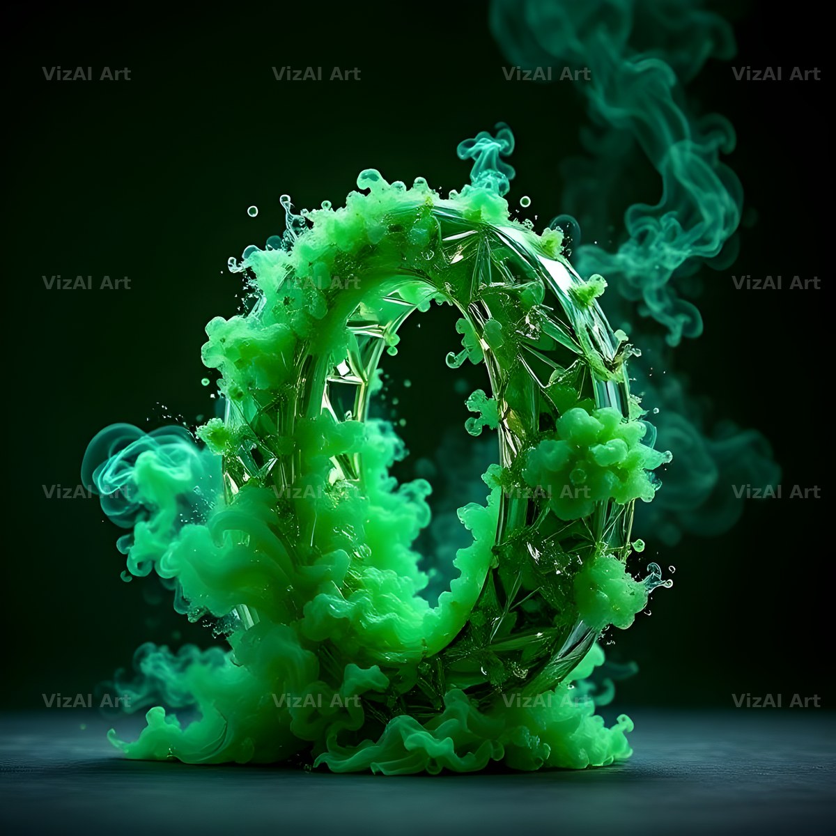 Emerald Smoke Swirl alphabet letter O