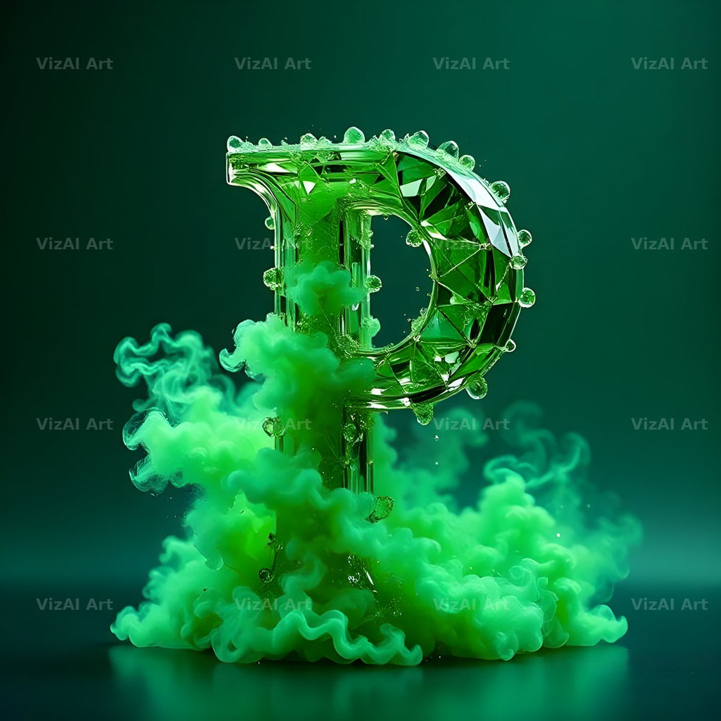 Emerald Smoke Swirl alphabet letter P