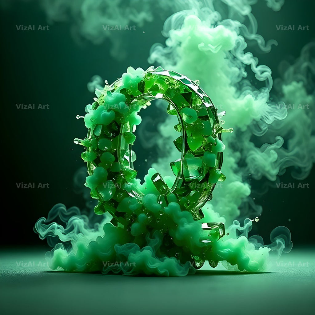 Emerald Smoke Swirl alphabet letter Q