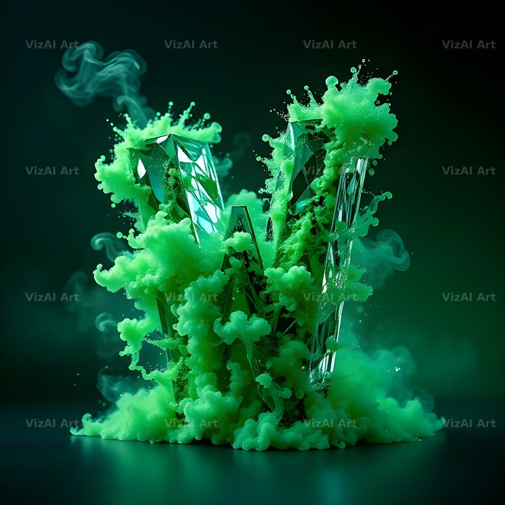 Emerald Smoke Swirl alphabet letter W