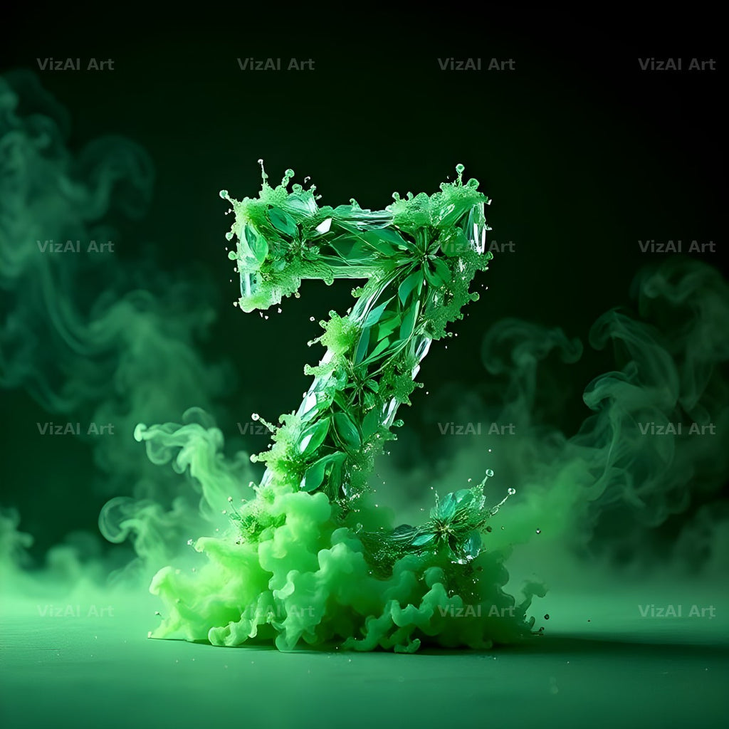 Emerald Smoke Swirl alphabet letter Z