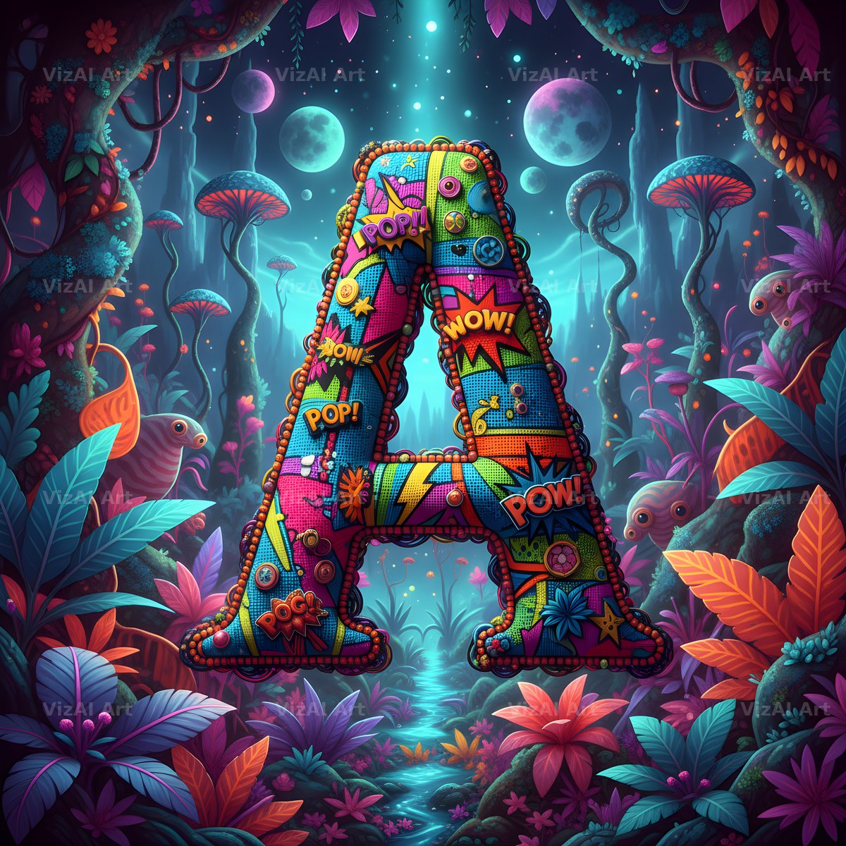Embroidered Fabric Garden alphabet letter A