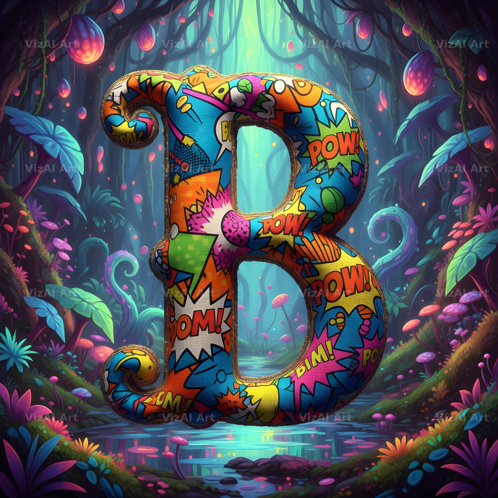Embroidered Fabric Garden alphabet letter B