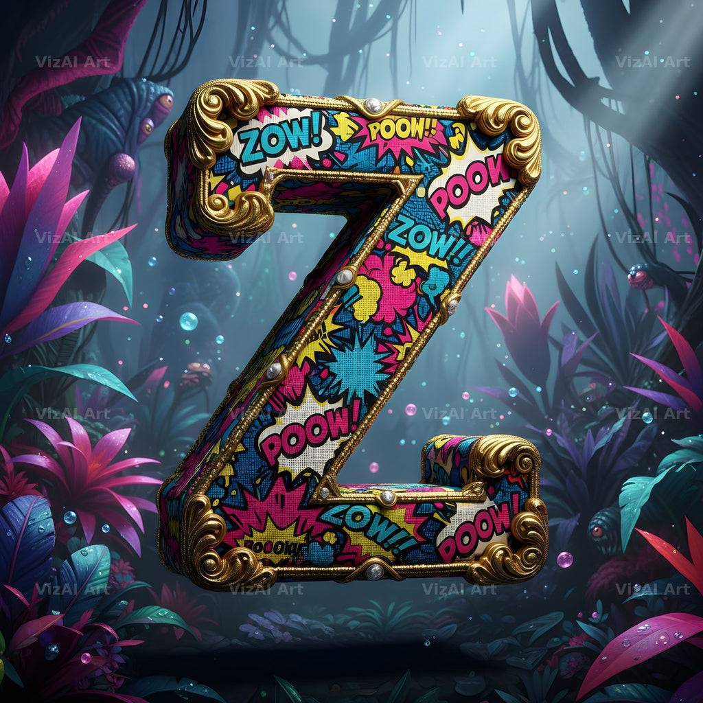 Embroidered Fabric Garden alphabet letter Z