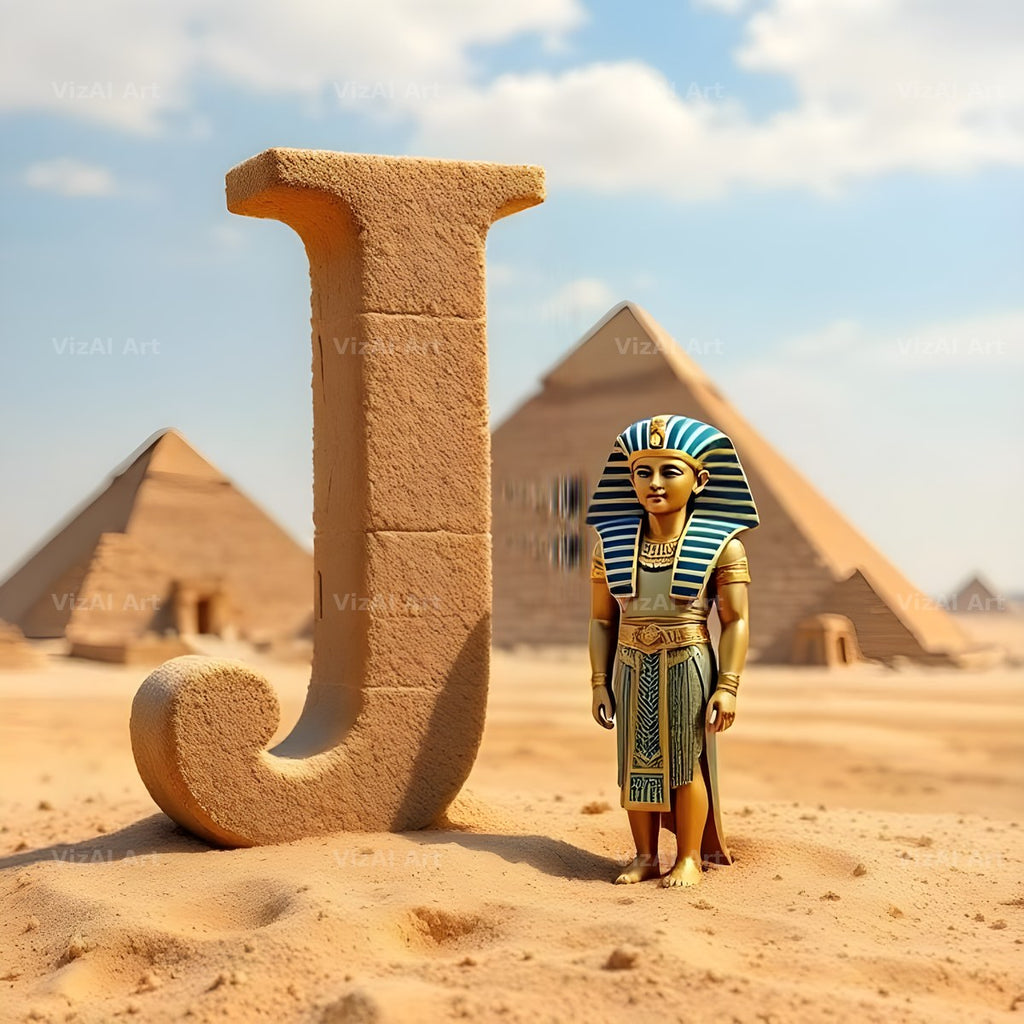 Egyptian Pharaoh Sand alphabet letter J