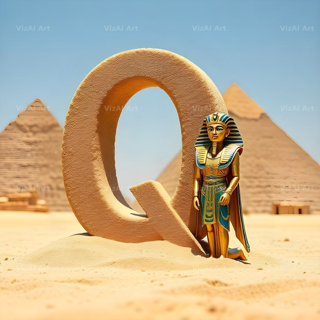 Egyptian Pharaoh Sand alphabet letter Q