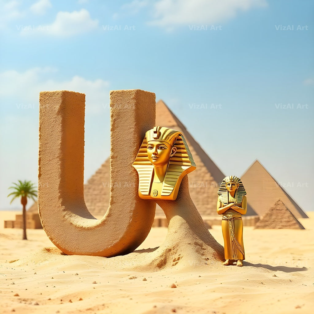 Egyptian Pharaoh Sand alphabet letter U