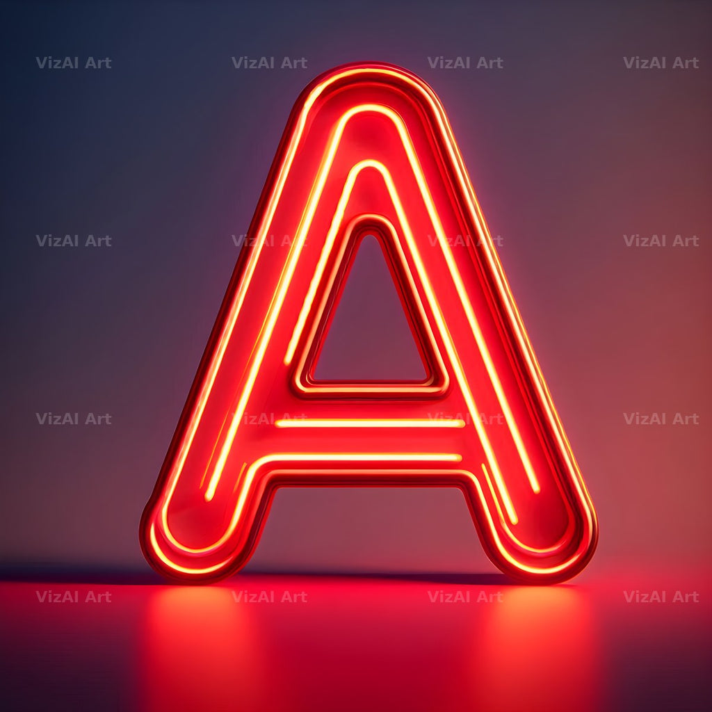 Electric Red Neon alphabet letter A