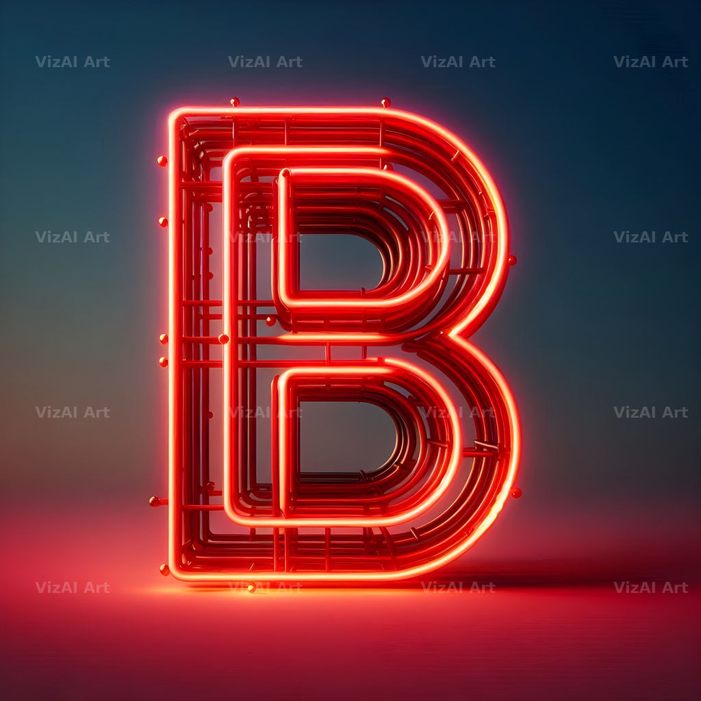 Electric Red Neon alphabet letter B