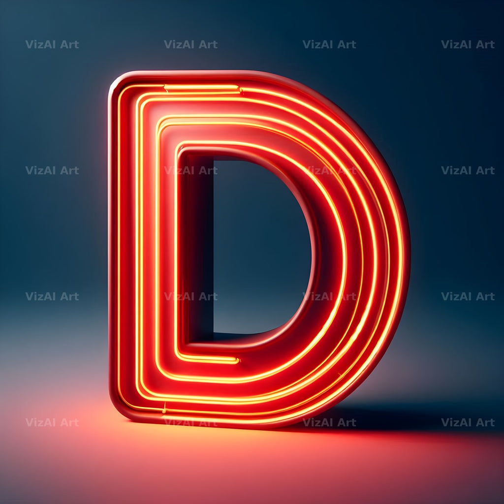 Electric Red Neon alphabet letter D