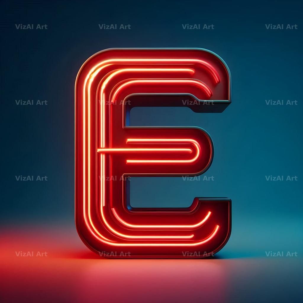 Electric Red Neon alphabet letter E