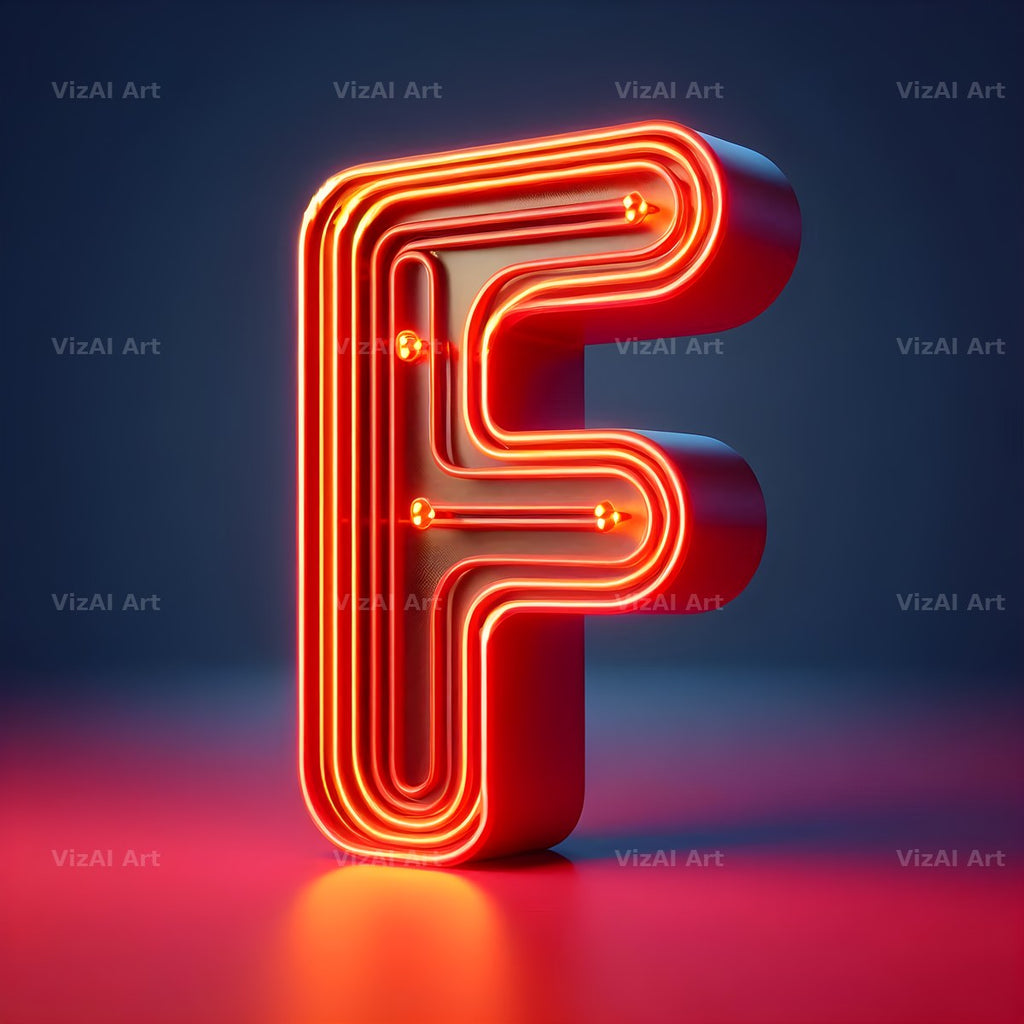 Electric Red Neon alphabet letter F