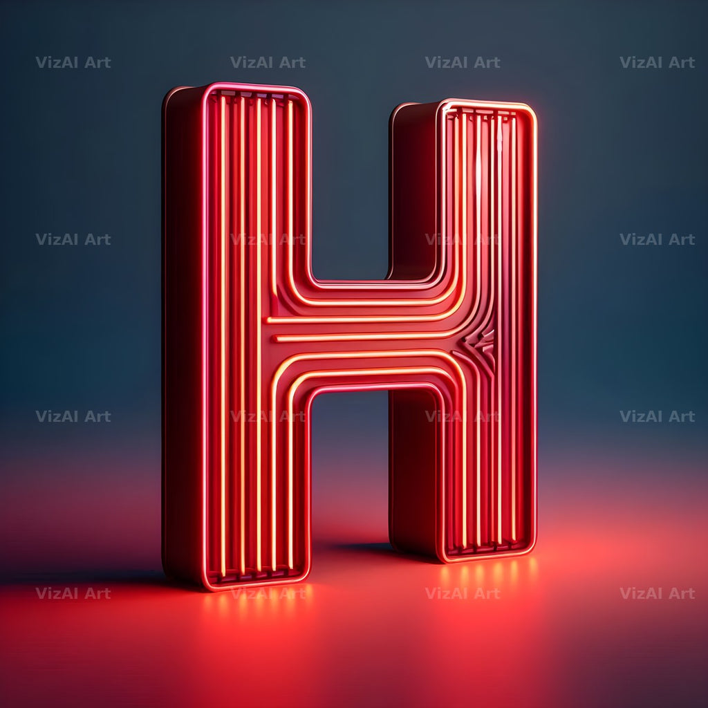 Electric Red Neon alphabet letter H