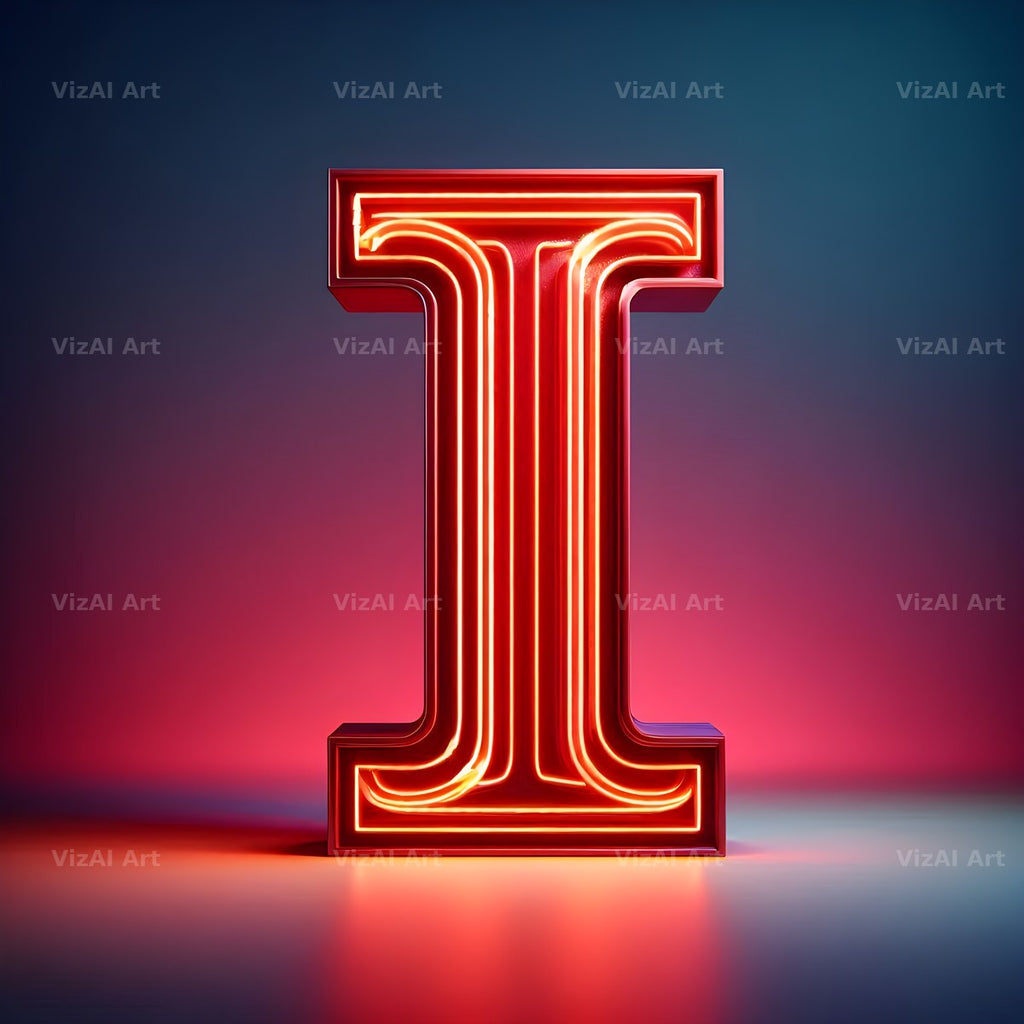 Electric Red Neon alphabet letter I