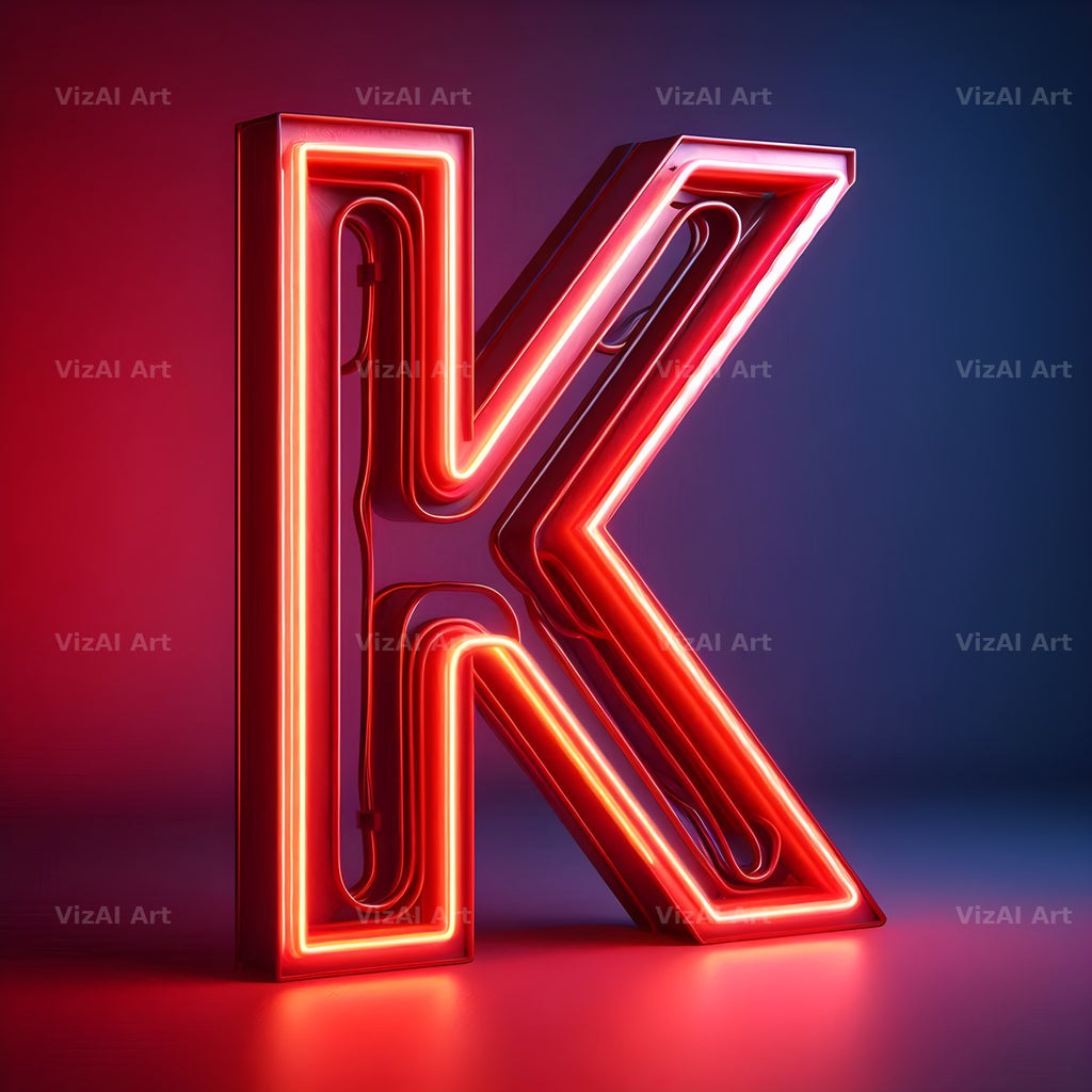 Electric Red Neon alphabet letter K