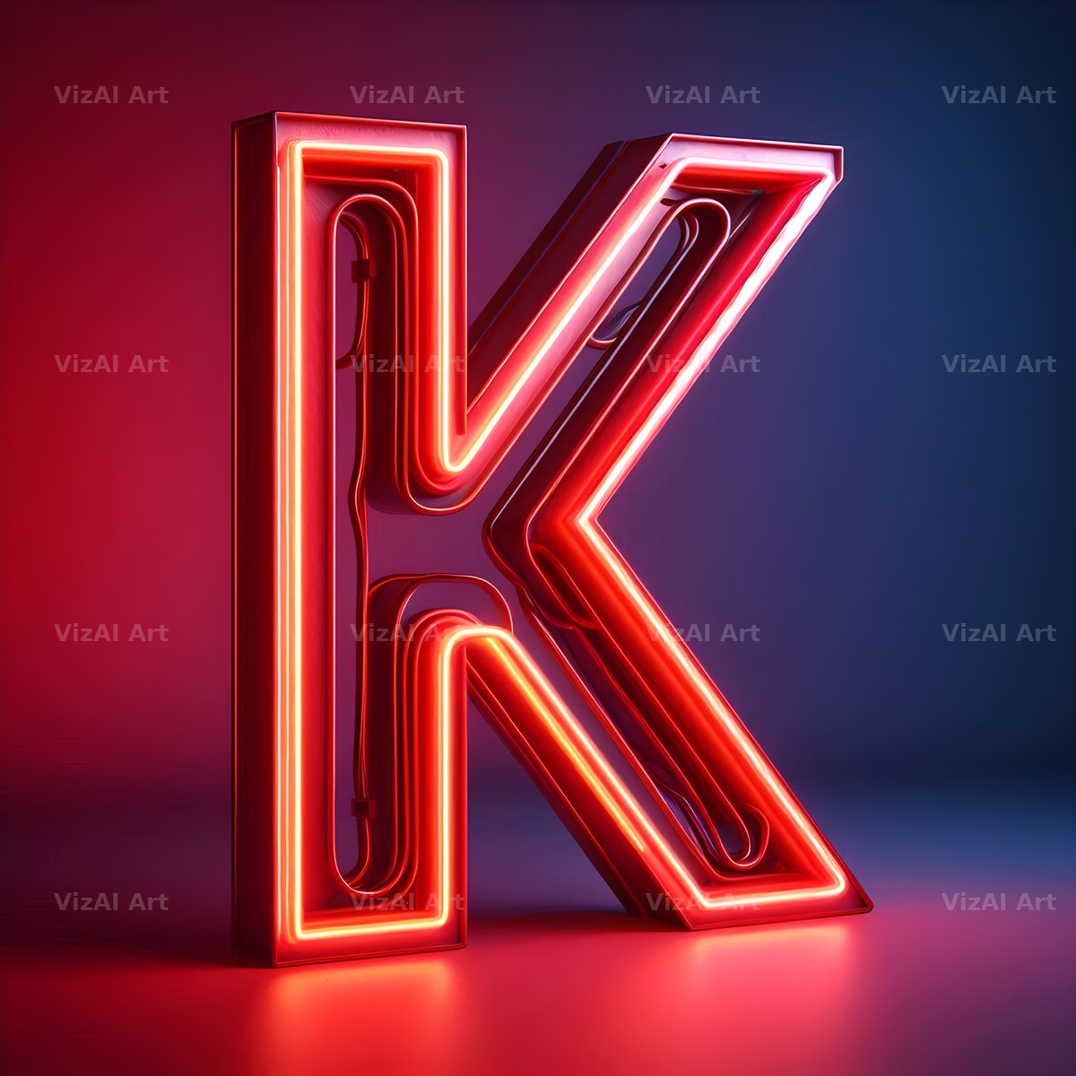 Electric Red Neon alphabet letter K