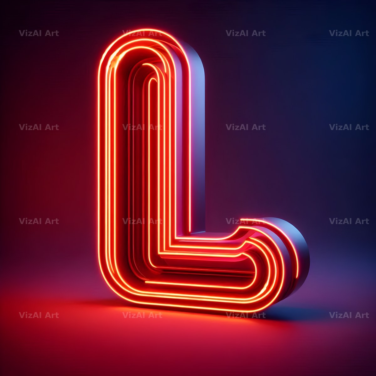 Electric Red Neon alphabet letter L