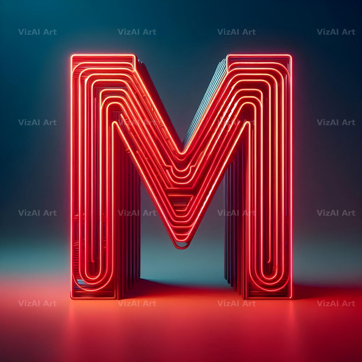 Electric Red Neon alphabet letter M