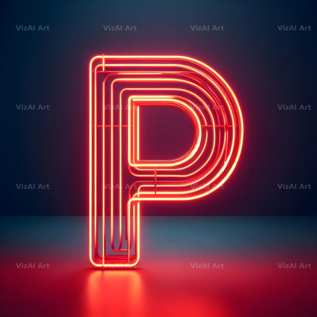 Electric Red Neon alphabet letter P