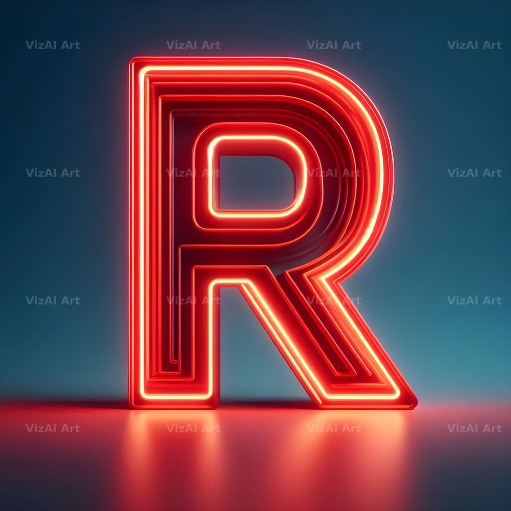 Electric Red Neon alphabet letter R