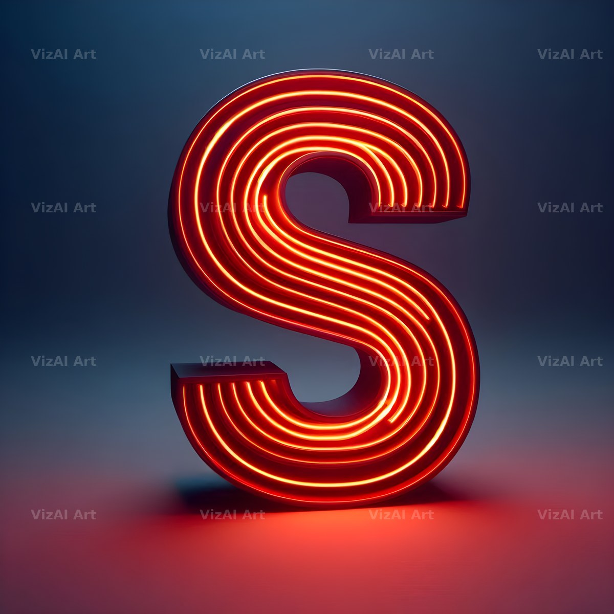 Electric Red Neon alphabet letter S