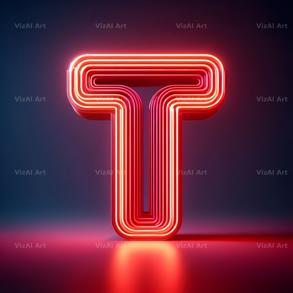 Electric Red Neon alphabet letter T