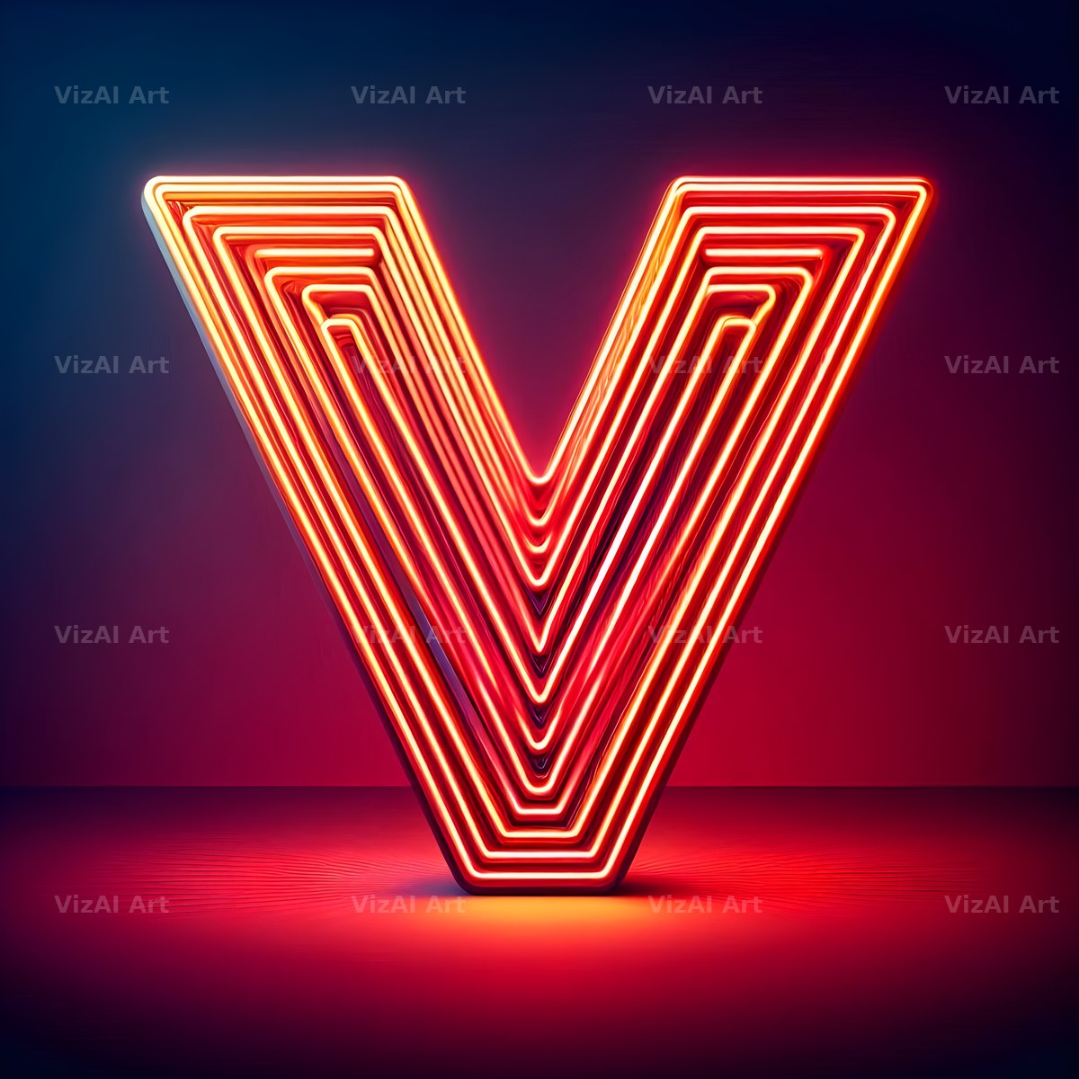 Electric Red Neon alphabet letter V