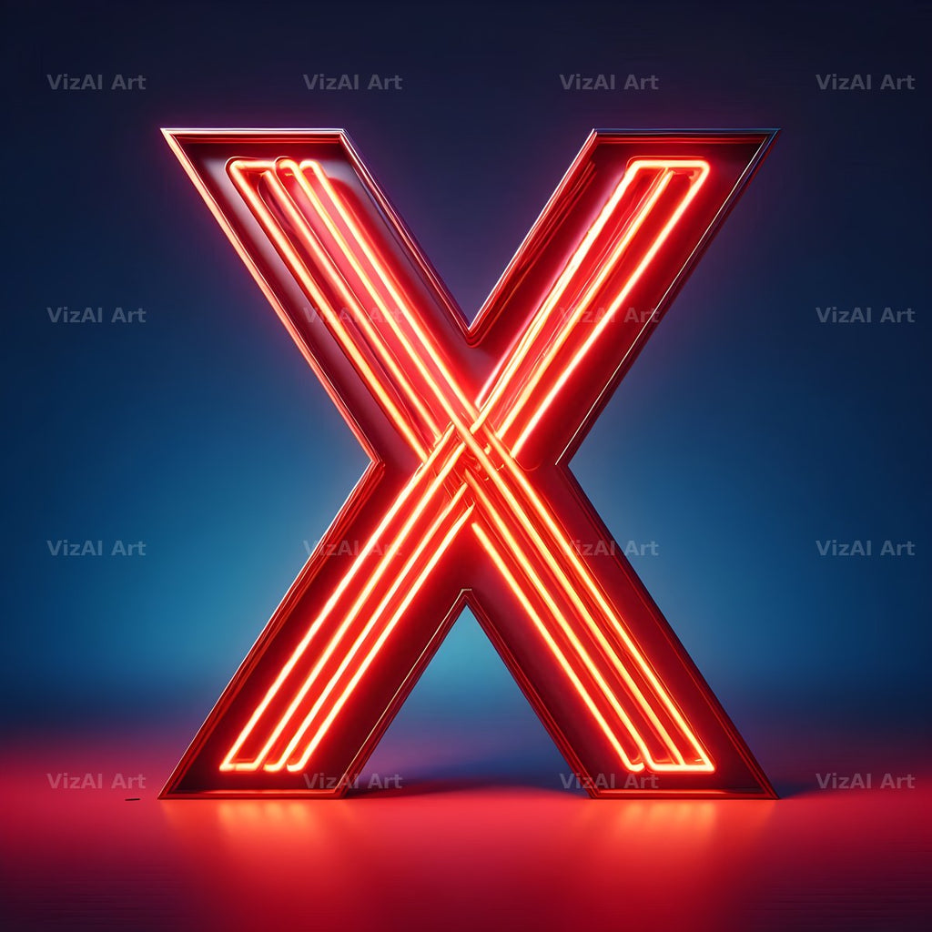 Electric Red Neon alphabet letter X