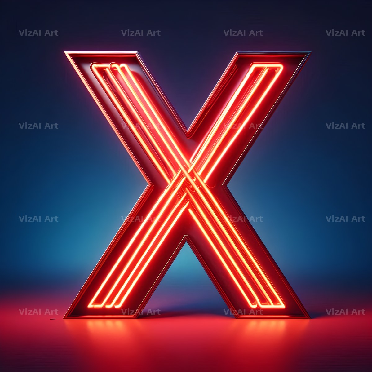 Electric Red Neon alphabet letter X
