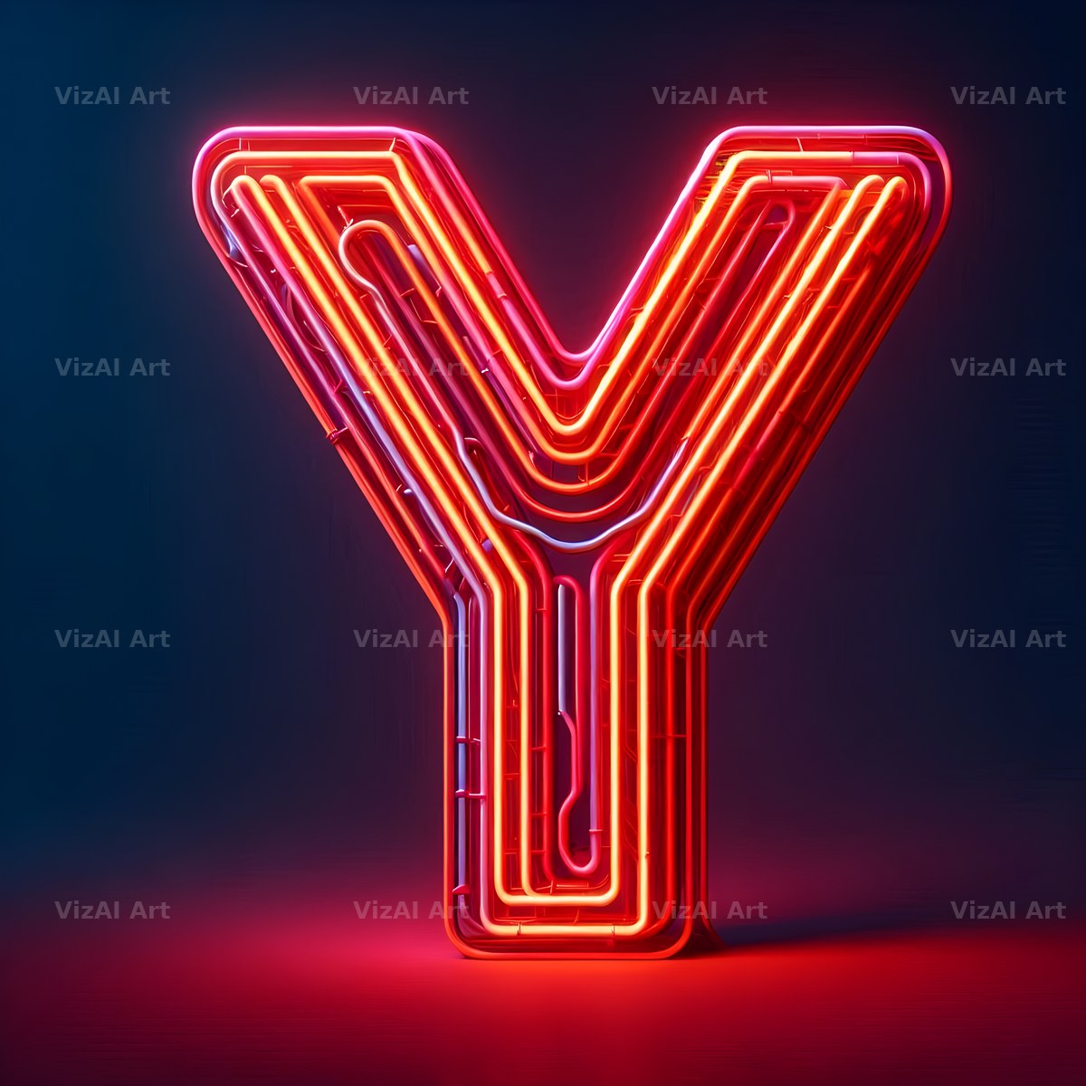 Electric Red Neon alphabet letter Y