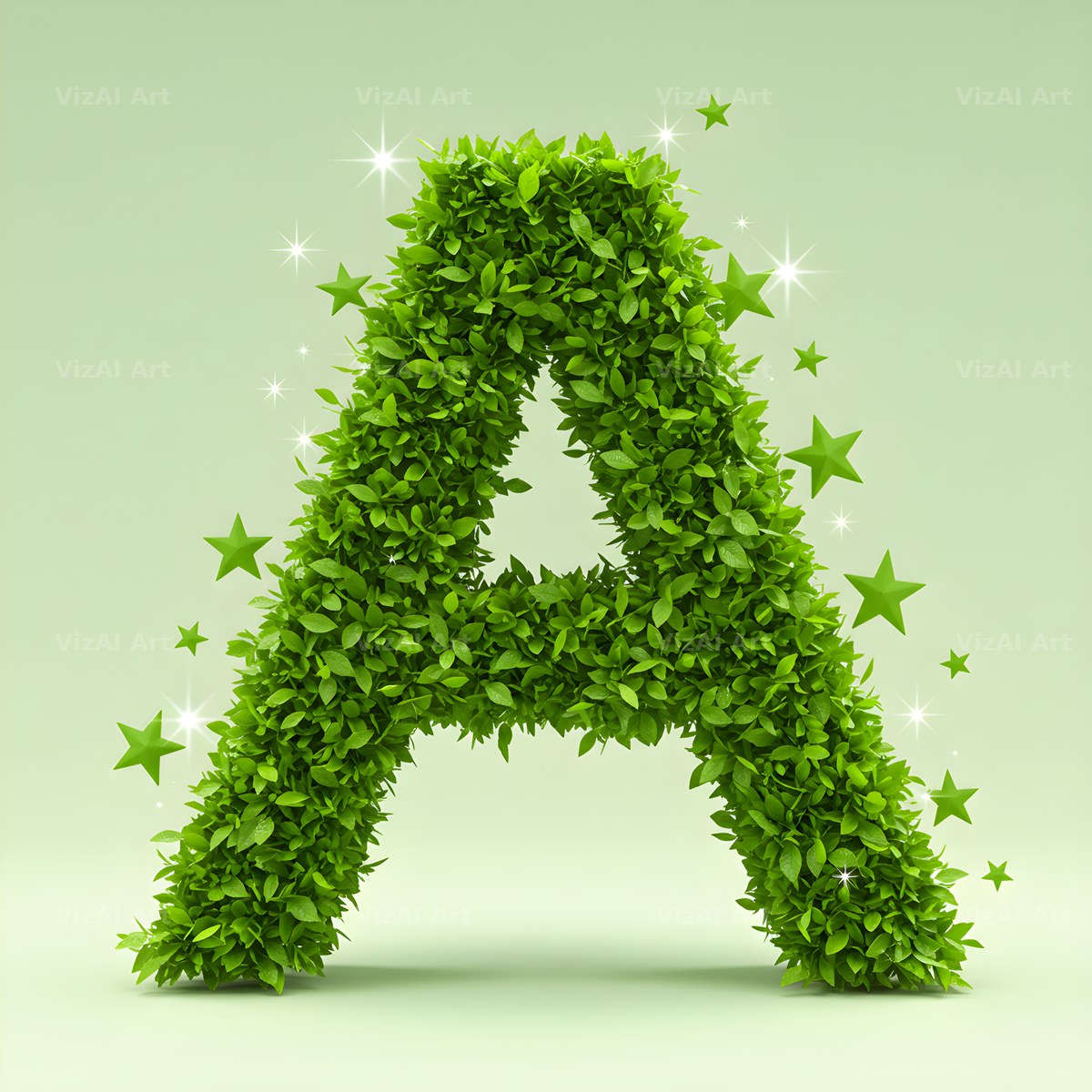 Emerald Sparkle Hedge alphabet letter A
