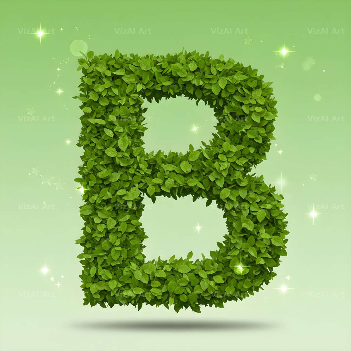 Emerald Sparkle Hedge alphabet letter B