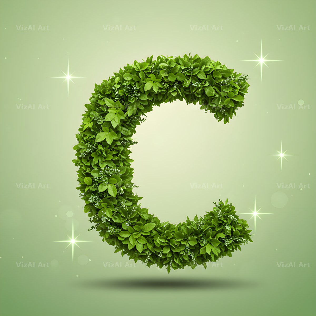 Emerald Sparkle Hedge alphabet letter C
