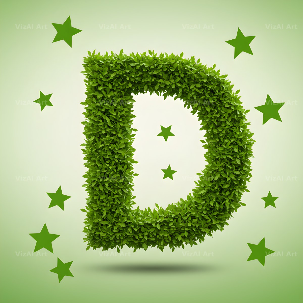 Emerald Sparkle Hedge alphabet letter D