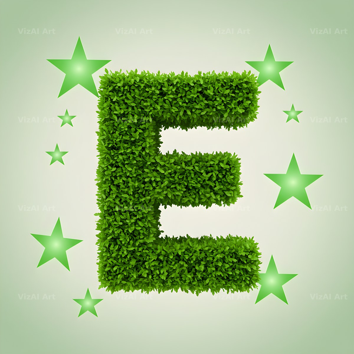 Emerald Sparkle Hedge alphabet letter E
