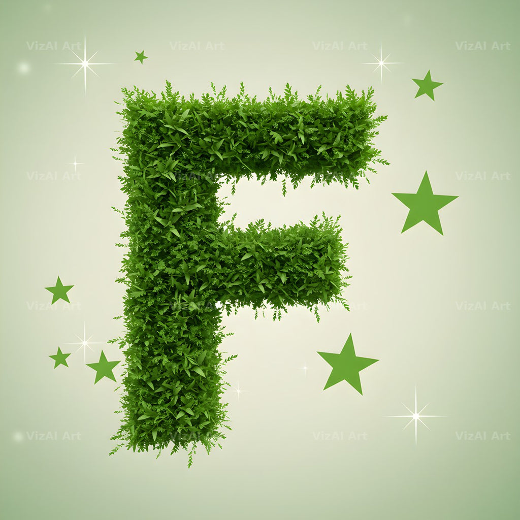 Emerald Sparkle Hedge alphabet letter F