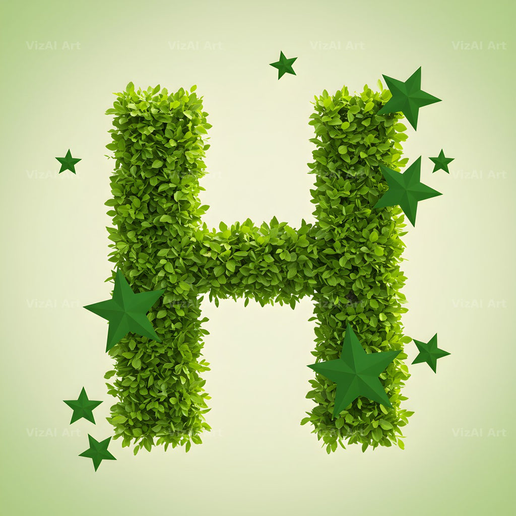 Emerald Sparkle Hedge alphabet letter H
