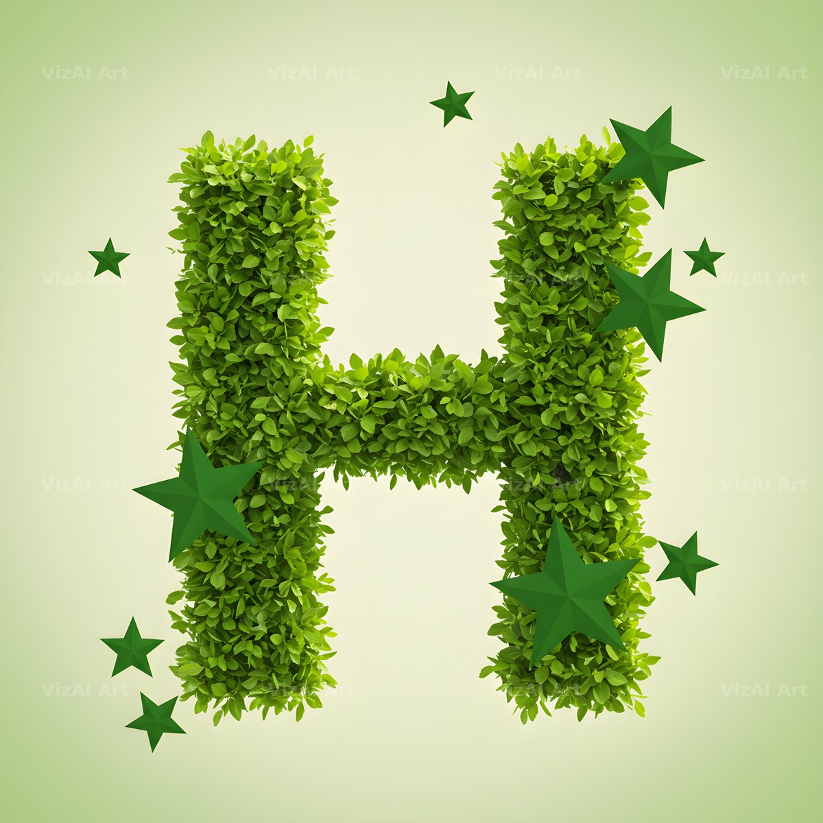 Emerald Sparkle Hedge alphabet letter H